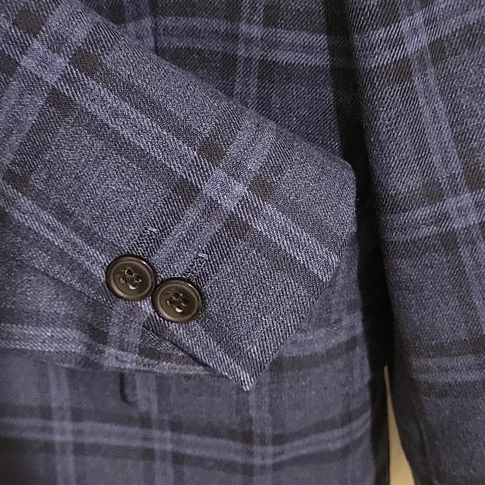 7Y Next Navy Blue Skinny Fit Check Blazer - Picture 6 of 11